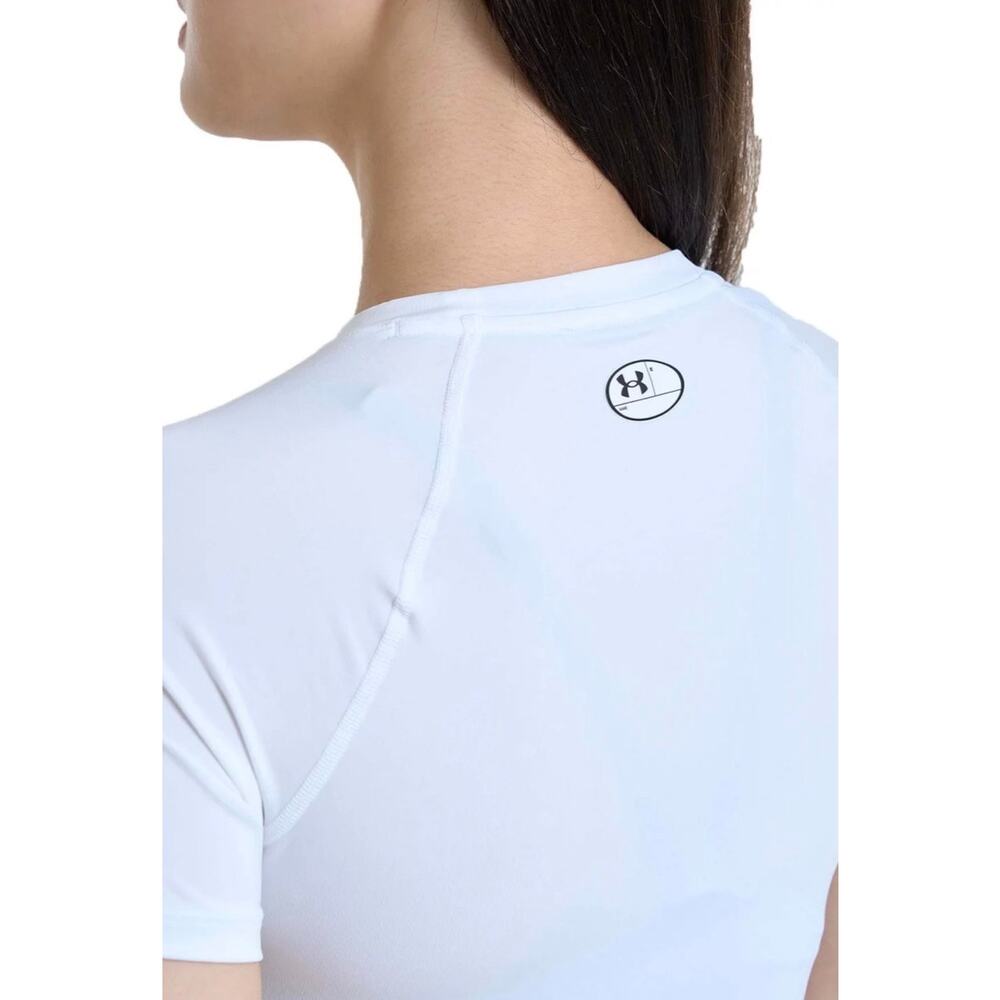 Under Armour HeatGear Compression Short Sleeve Performance Top White Women’s Sm - Picture 15 of 15